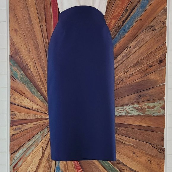 NWT VTG Buberrys of London wool midnight blue skirt Sz 42 or S Made in Italy - Picture 1 of 13